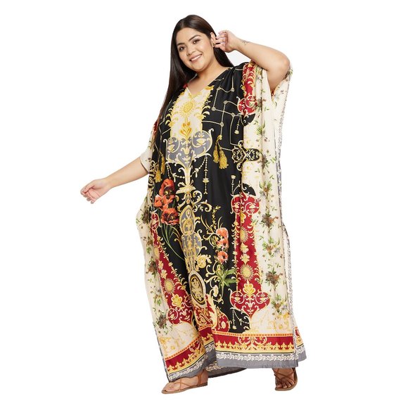 Gypsie Blu Plus Size Polyester Moo Moos Caftan Dress for Women Beach Cover-Up - Picture 6 of 10